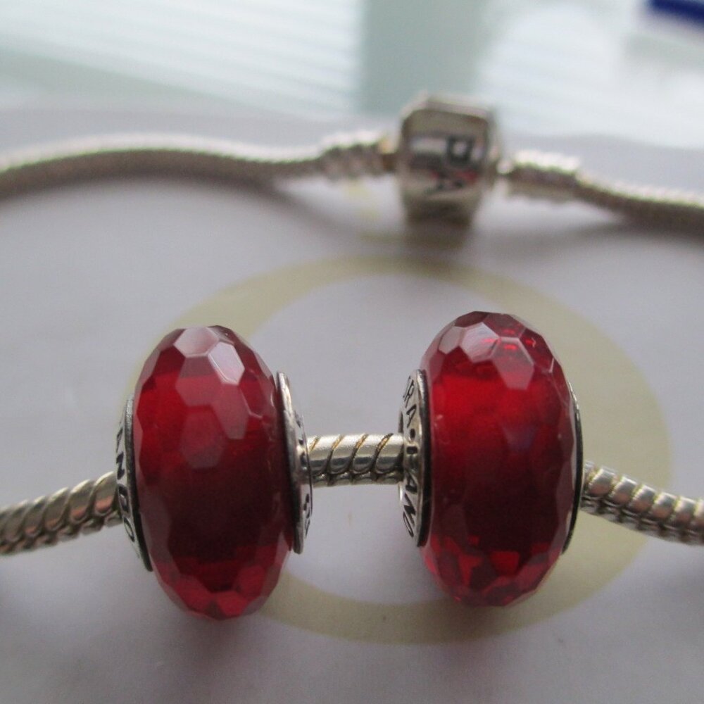 2 Pieces Fascinating Red Murano Glass Pandora Charms July 4th 250th Special Sale